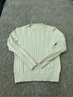 JCrew Crewneck Cable Knit Sweater - Cream